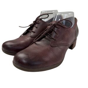 Dansko Louise Leather Oxford Derby Shoes Women 8.5 39 Wine Red Brown Academia